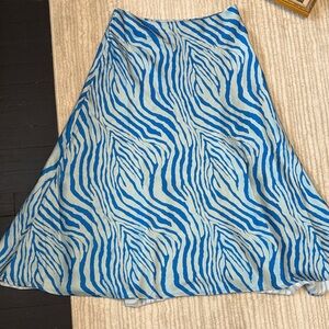 Apparis Blue and White Zebra A-Line Skirt